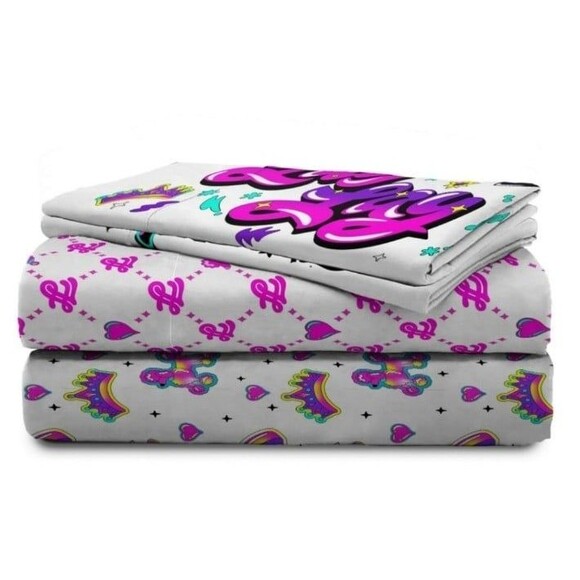 Lay Lay Toodles Pink Poodles Kids 4-Piece Full Sheet Set, Microfiber, Pink - Picture 8 of 9